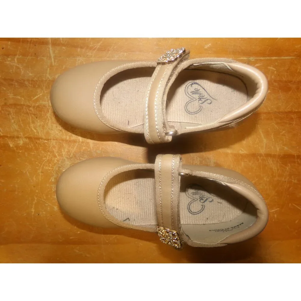 Pre-Owned Dance Dance Tap Shoes Stelle Kids 9M Mary Jane easy Strap Tan Velcro